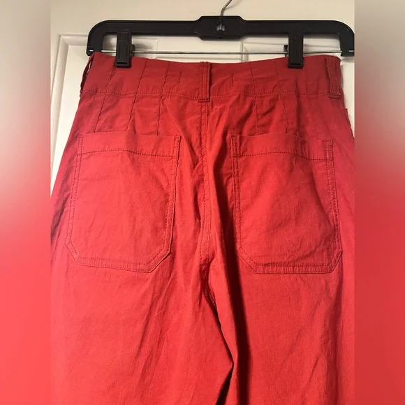 By Anthropologie Rust Red Colette Wide Leg Linen Blend Pants Size 26 - Picture 9 of 9